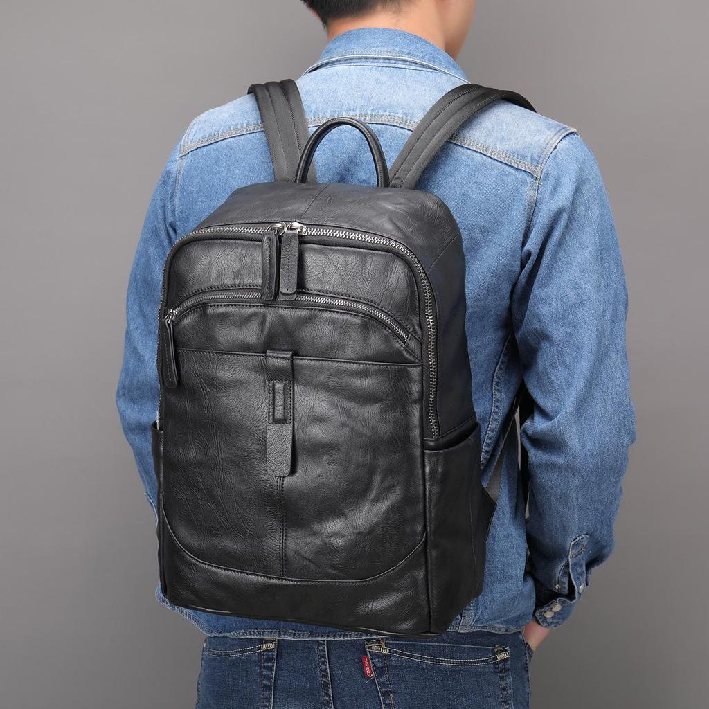 "Marant 2022 Men's Genuine Leather Business Backpack - Trendy Outdoor Cowhide Laptop Bag"