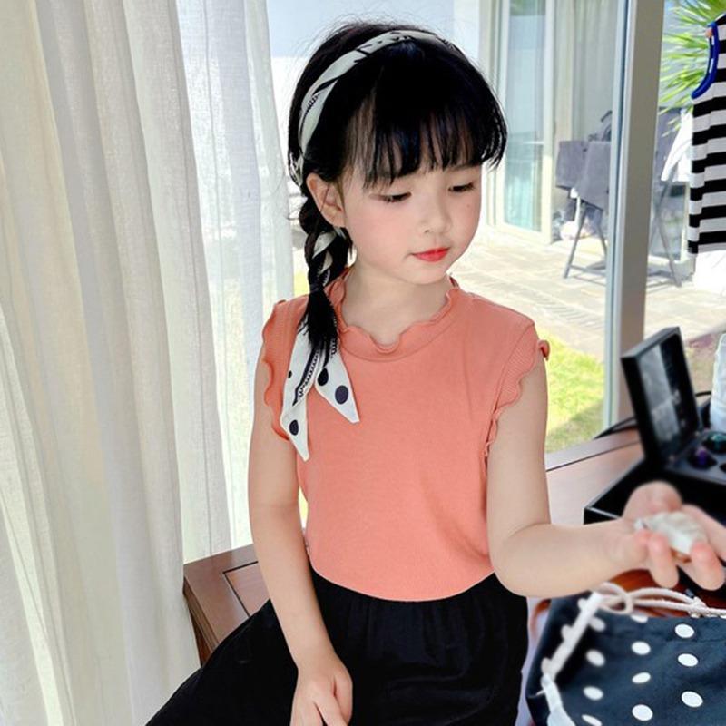 

Летняя вязаная майка для маленьких девочек, крутая нижняя рубашка, повседневные топы ярких цветов 7