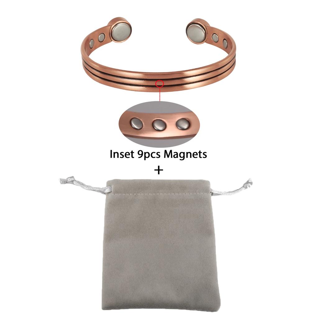 Reines Kupfer Armband Herren Damen Verstellbar Vintage Streifen Magnetisches Armreif Arthritis Gesundheit Hoher Magnet Schmuck Größenverstellbar