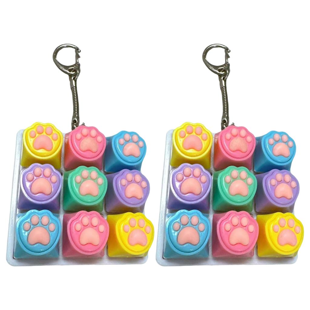 Cat Paw 9-in-1 Sound Fidget Keyboard Clicker W/ Keychain Portable Keyboard Clicker Fidget for Adults and Kids