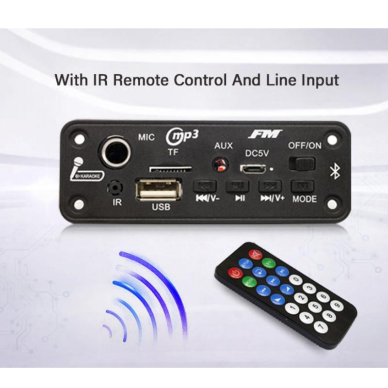 5W Amplifier Bluetooth DIY MP3 WAV Decoder Board DC 5V 10W Wireless Car USB MP3 Player TF Card Slot USB FM with 6.5mm Mic Remote