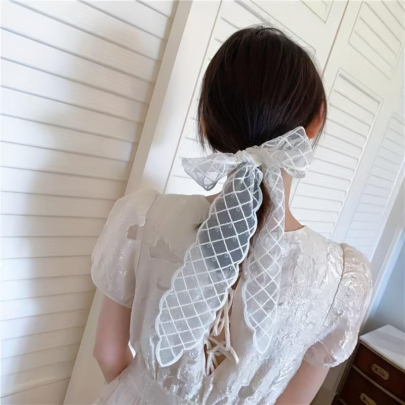 Sweet Sen Style White Lace Long Hair with Butterfly Tie Hair Rope Vigorous Girl Braid Versatile Hair Braiding Magic Weapon