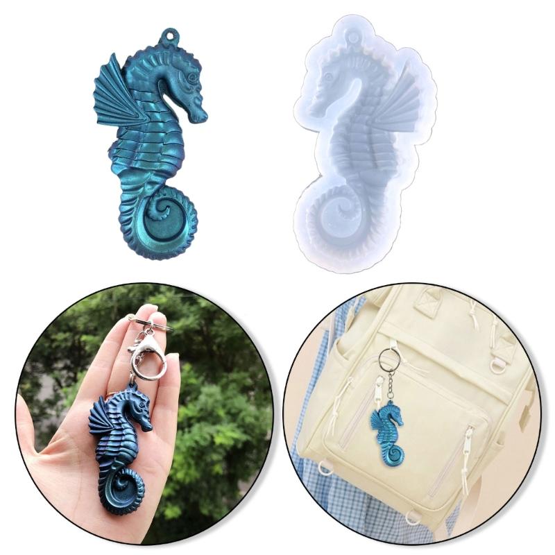 Ornamenti Cavalluccio Marino di Natale Colata in Resina Stampo in Silicone Portachiavi da Donna Ciondolo Decorativo Stampo per Gioielli per Artigianato Fai-da-te