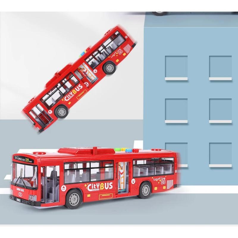 High Quality Simulation Bus Large Size Drop-resistant Light Music Inertia Bus Model Pull Back Car Educational Toys Gifts