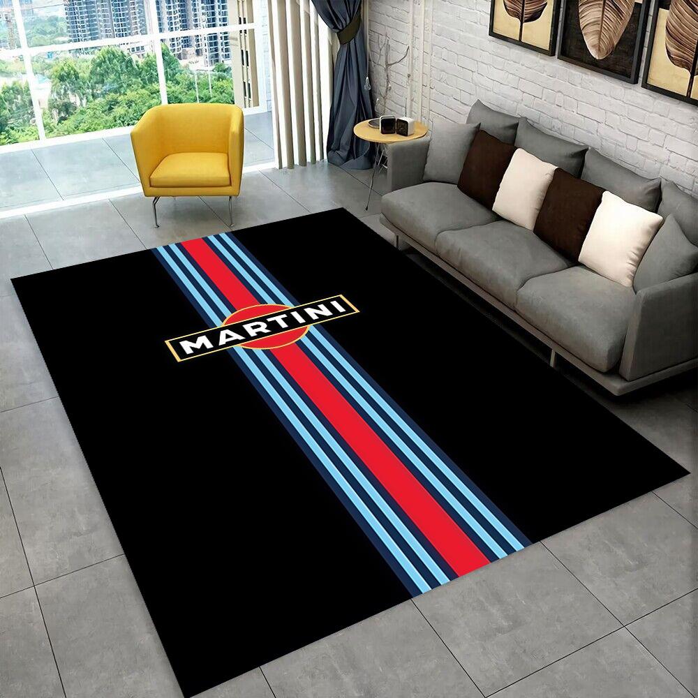 3D logo závodního auta M-Martini Moto Koberec pro domácí obývací pokoj ložnici pohovku Rohožka Dekor, dětská hrací protiskluzová podložka Dárek