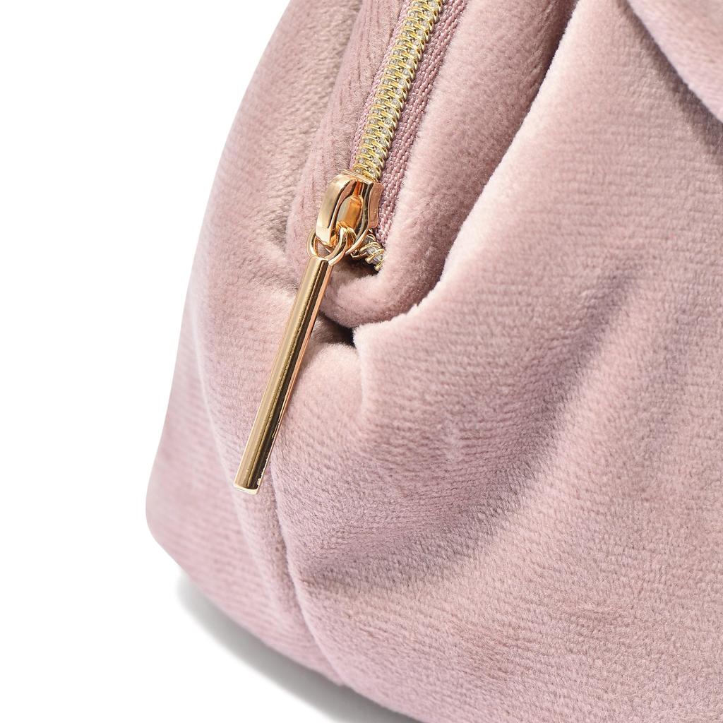 Francfranc Velvet Ribbon Wire with Makeup Cosmetic Storage Pouch, Pink, Pocket, Pouch,