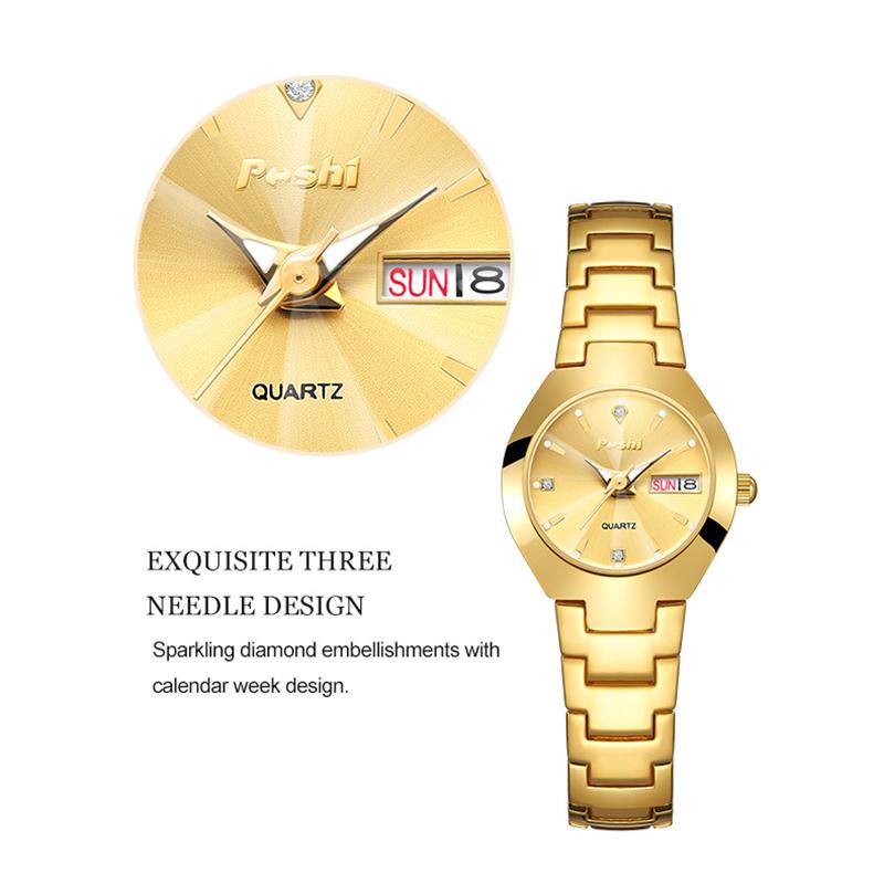 Luxury Women Watch Small Size Business Ladies Quartz Wristwatch Stainless Steel Band Waterproof Calendar Week Female Clock