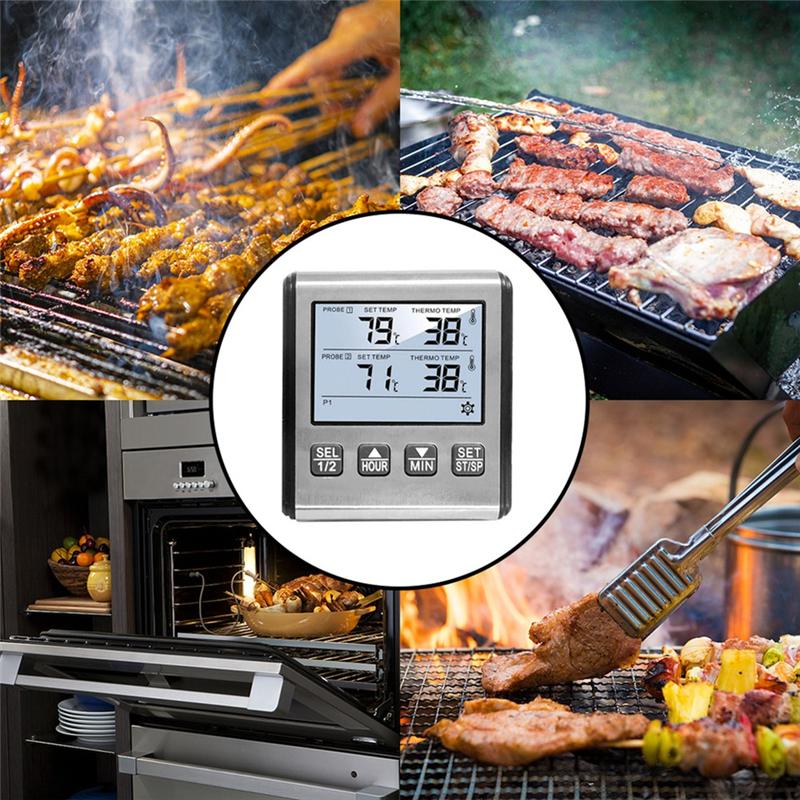 Digital Thermometer for Oven Smoker Kitchen Cooking Grilling Meat BBQ Thermometer with Two Probes