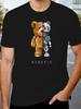Casual Robot Bear Graphic T-shirt - Short Sleeve Crew Neck