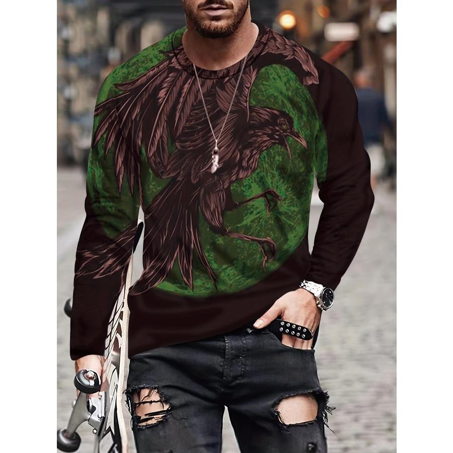 

Спортивная одежда для мужчин, простые футболки с изображением животных, осенние футболки с круглым вырезом и длинным рукавом, мужская весенняя футболка больших размеров с 3D-принтом 6XL