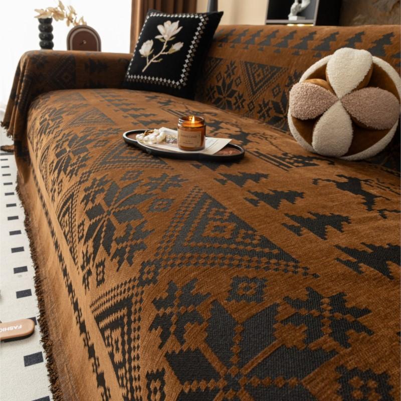 

Чехол для дивана для пикника и кемпинга 2025 года, всесезонный, в этническом стиле, чехол для дивана из шенилла, чехлы для дивана из снежного ворса, пледы, коврики 180x130cm