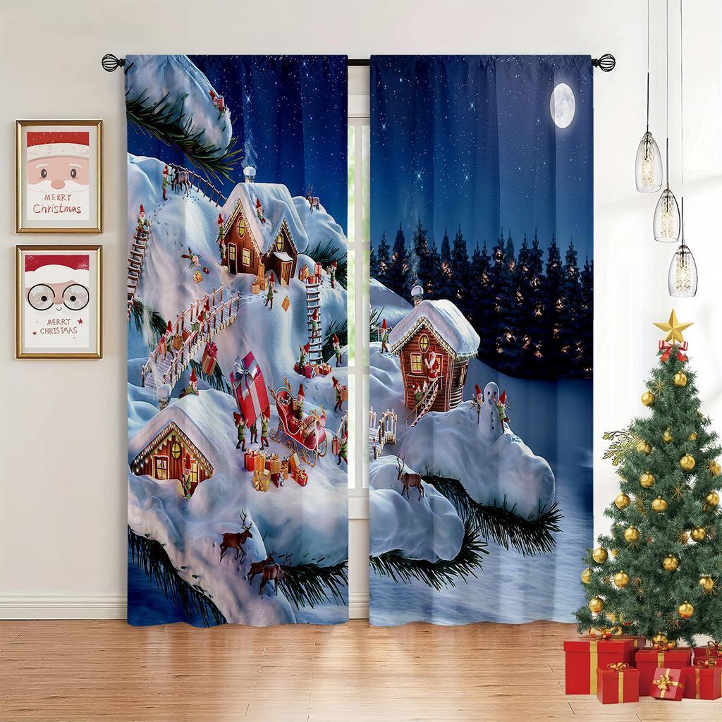 The latest bedroom curtains with Christmas theme in 2024 are suitable for Christmas home decoration.