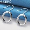 ALIZERO 925 Silver Round Circle O Bracelets Necklace Earrings Rings for Women Wedding Party Gift Jewelry 4Pcs Set