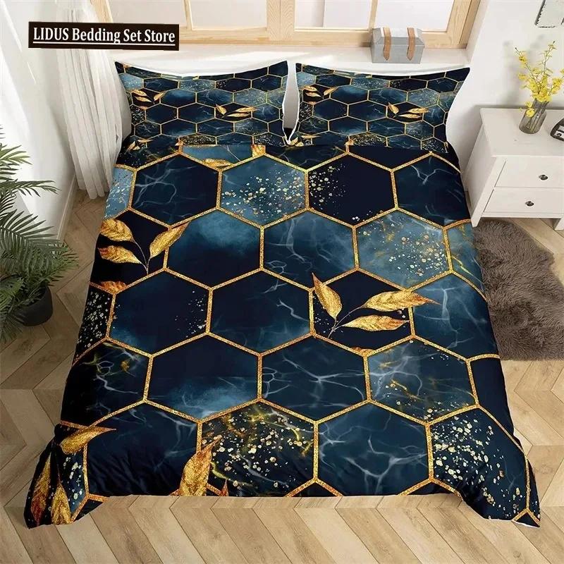 Honeycomb Soft Duvet Cover Set Pink Geometry 3D Printed Beding Set Polyester Col Style Double Quen King Comfortable Quilt Cover For Young Boys Adult