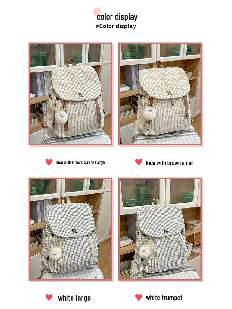 Karierter Leichter Rucksack für Studenten & Schüler - Große Kapazität für Outdoor-Reisen