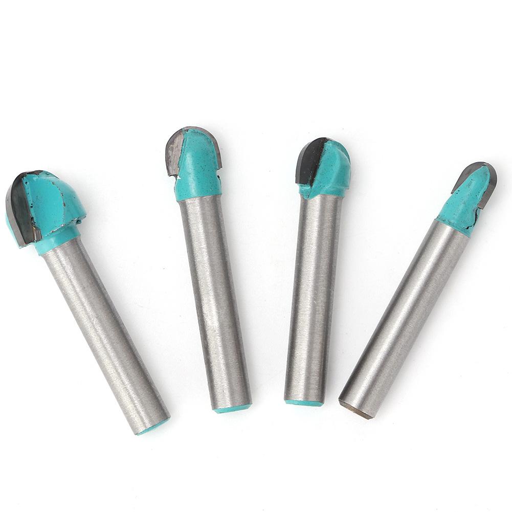 4pcs 6mm Round Shank Wooden Work Milling Cutter Bit Woodworking Core Box Router Bit Set