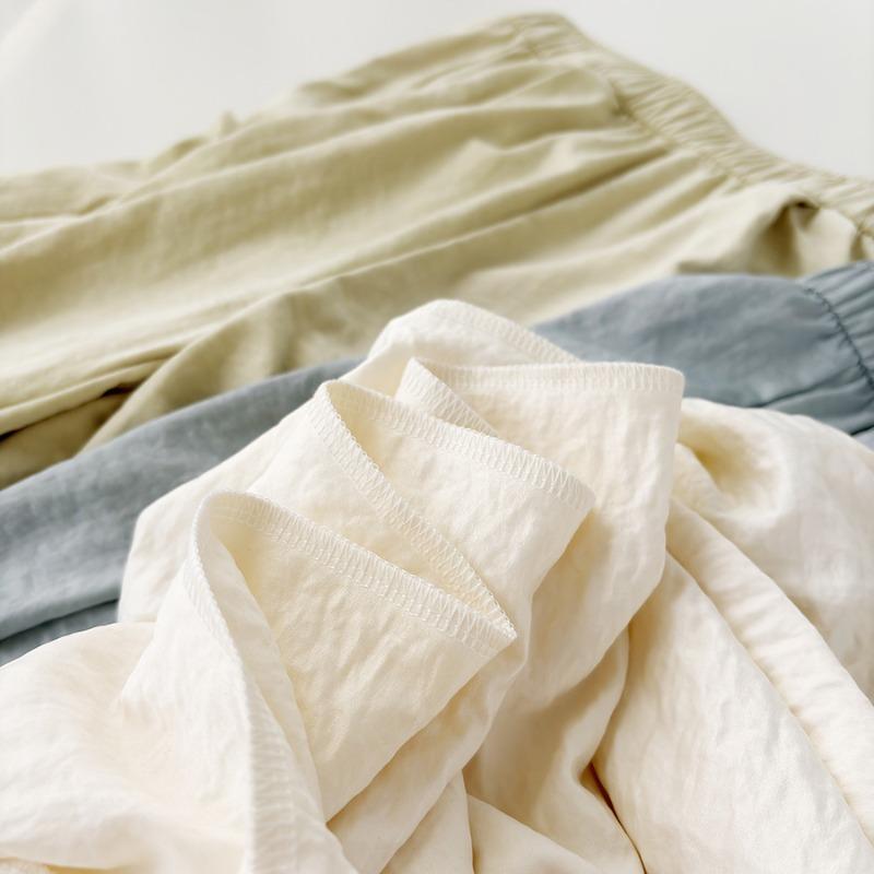 Acetat-Satin Yamamoto Falten Palazzo-Hose Damen Sommer Dünn Fallend Sonnenschutz Lässig Bodenlang Hose Fauler Stil