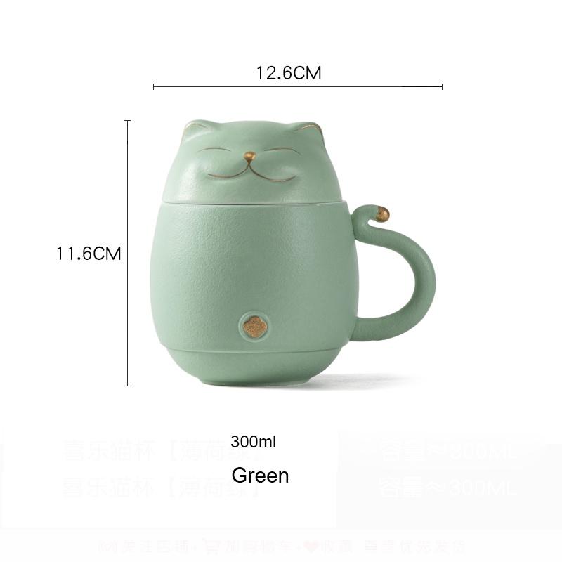 300ml Cute Cat Ceramic Mug Creative Office Cup with Lid Filter Tea Cup