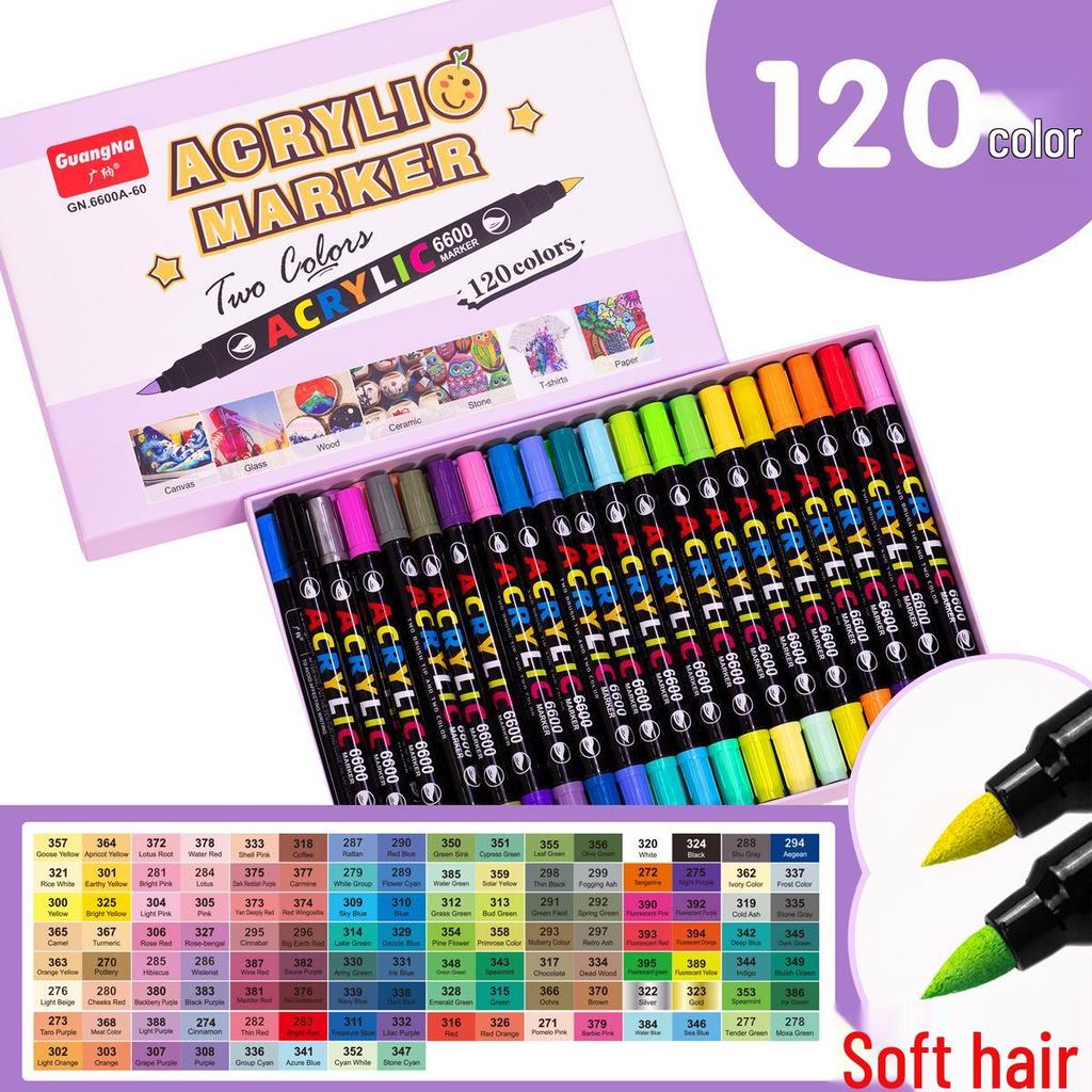 Guangna 8101 Liquid Acrylic Marker Pen Set - 168 Colors, 72 Soft Tips for Student Art, DIY, Hand Painting, and Graffiti.