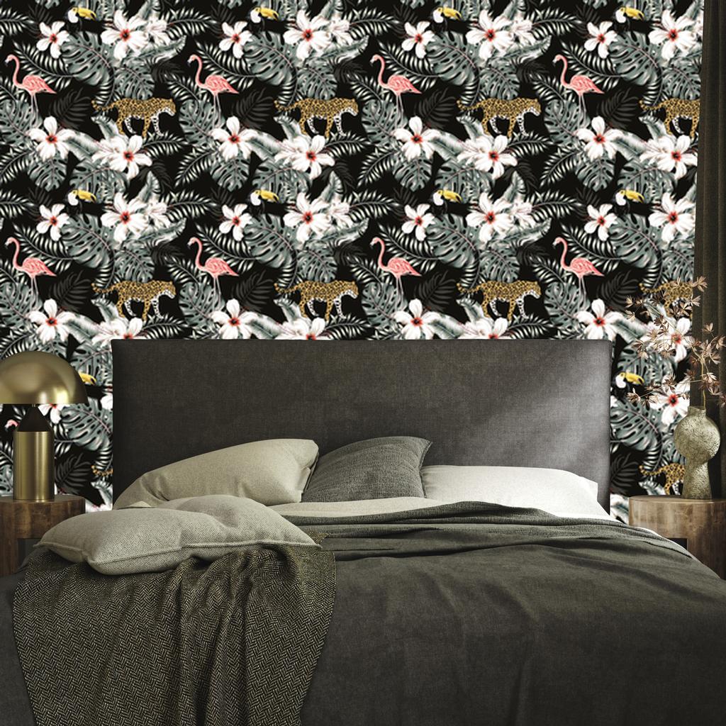 Exotic Leaves, Flowers and Animals Wallpaper for Living Room and Bedroom 50x1000