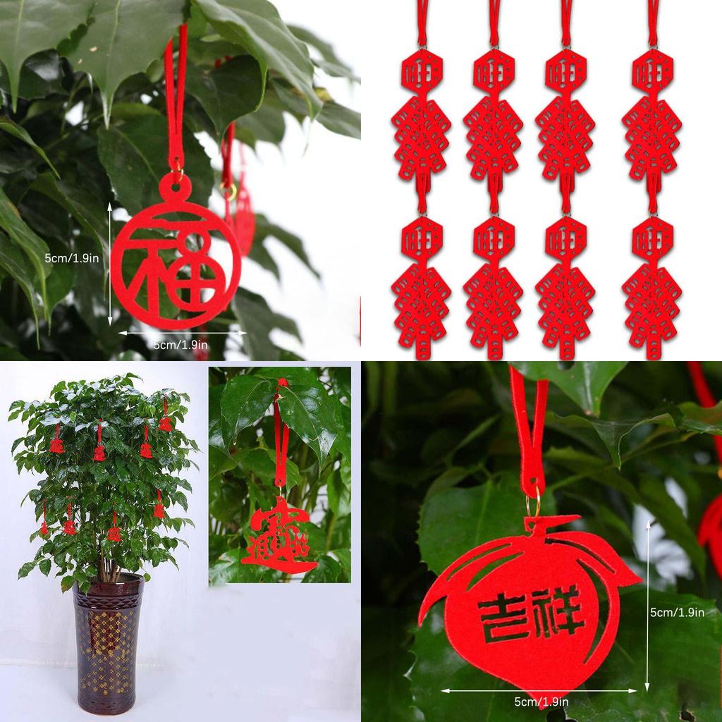 Beautifully Crafted 8pcs Chinese New Year Cny Outdoor Red Decor Festival Bonsai Money Tree Pendant