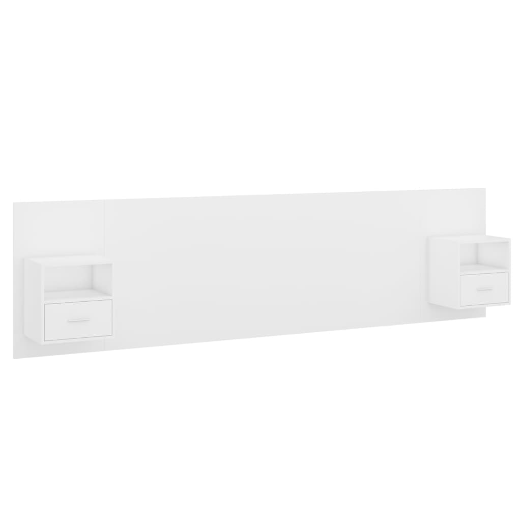Headboard with Nightstands White Particleboard