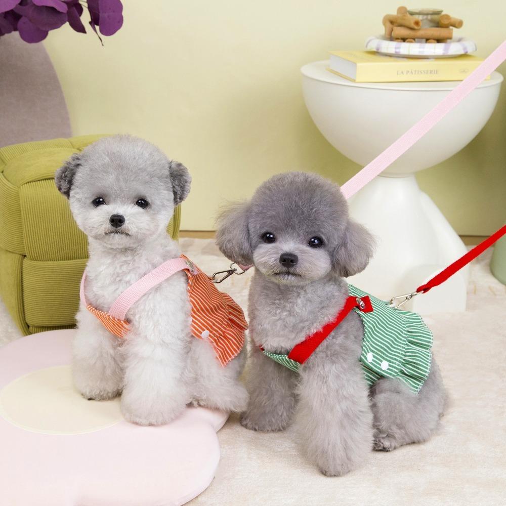 Korean Striped Pet Chest Back Traction Rope Cartoon Dog Harness Creative Pet Clothing  Pet Supplies