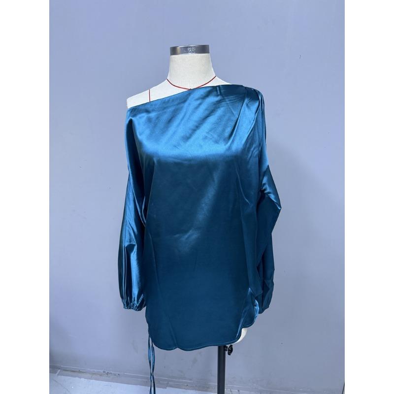 Women's Spring Fashion New Asymmetrical Diagonal Collar Long Sleeve Top