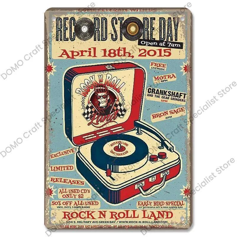 Retro Poster Tin Signs CD Radio Guitar Singer Vintage Metal Plate Wall Decor Music Party Bar Club Living Room 26T0104 26T0104