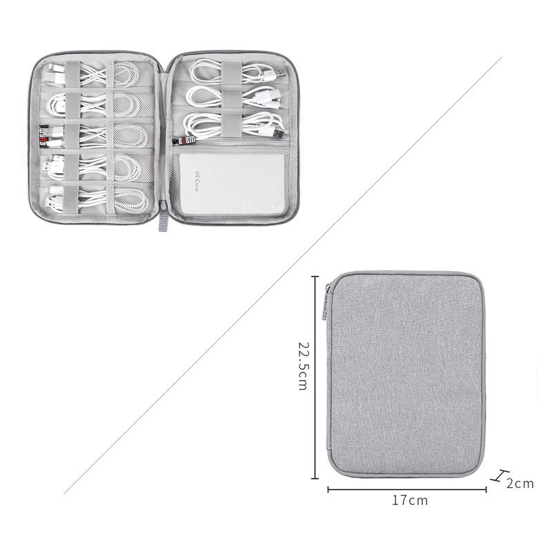 Gray Digital Storage Bag USB Data Cable Organizer Earphone Wire Bag Pen Power Bank Travel Kit Case Pouch Electronics Accessories
