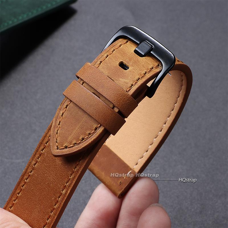 Leather Watch Strap 18mm 20mm 22mm 24mm Universal Cowhide Watch Belt Vintage Black Blue Brown Watchband Women Men Accessories