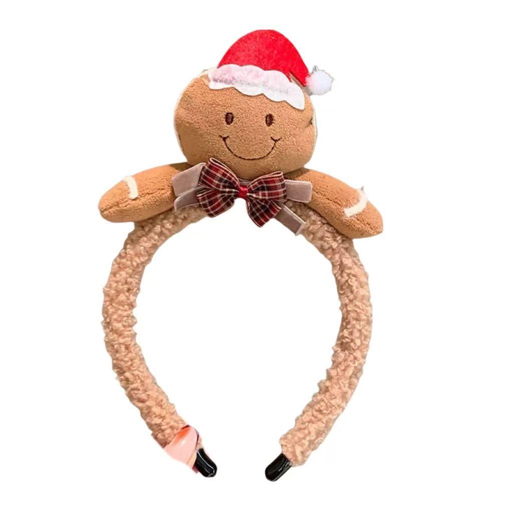 Gingerbread Man Duckbill Clip & Plush Christmas Hat Headband