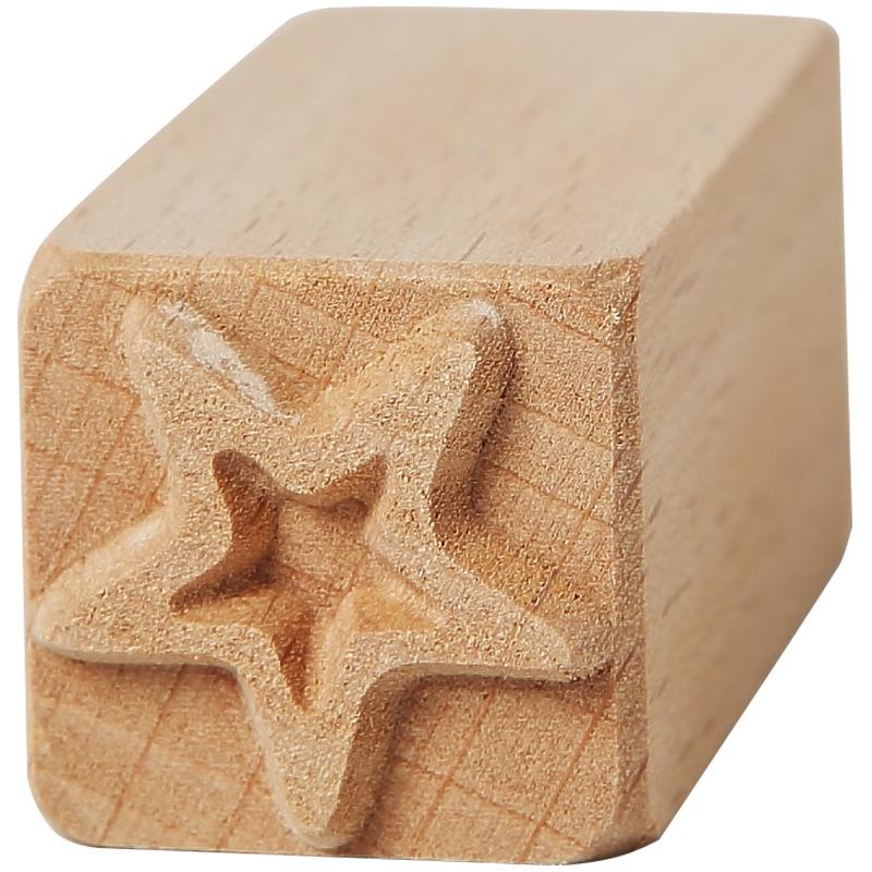 Pottery Wood Texture Seal 16-piece Set of Solid Wood Cartoon Seal Tool Pottery Clay Clay Moon Cake Stamp Mold