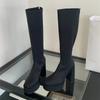 Fashion Eilyken Winter Fashion Round Toe Women Knee-High Boots Punk Style Platform Zipper Shoes Square High Heels Banquet Booties