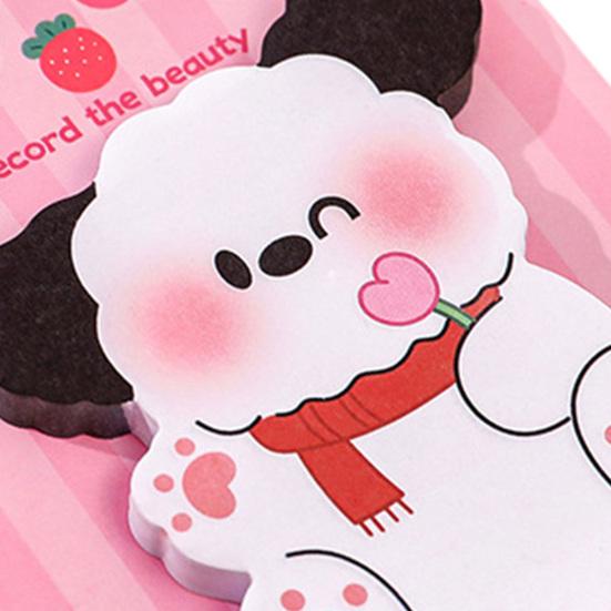 Conjunto de Blocos de Notas Fofos em Forma de Cachorro com 4 Peças Desenho Animado Blocos de Notas Autoadesivos Forte Adesão Papel Espesso Adaptação a Múltiplas Cenas Material de Escritório e Escolar