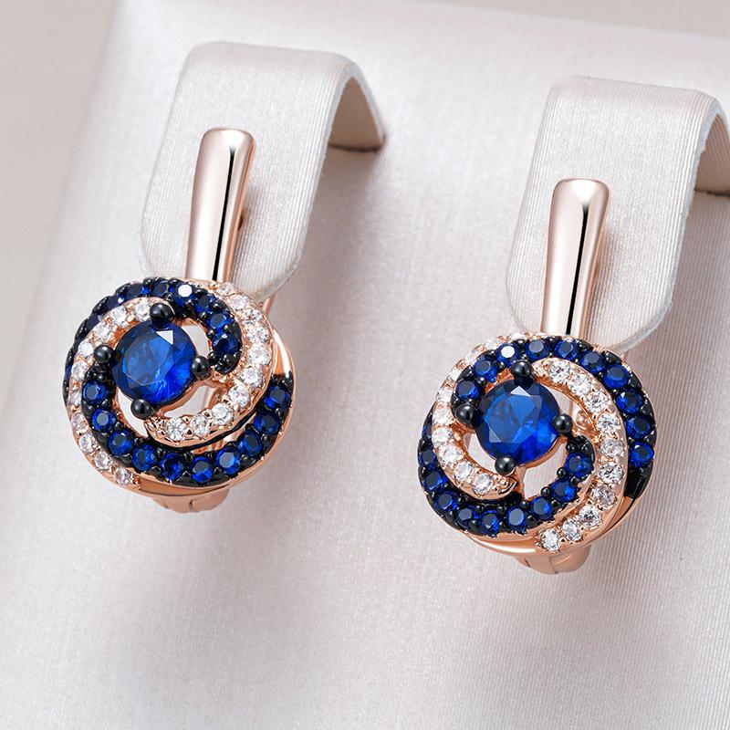 Cercei Căzuți de Mireasă Nuntă Zircon Natural Albastru Pentru Femei Modă Placare Aur Roz Și Negru Bijuterii Fine Zilnice