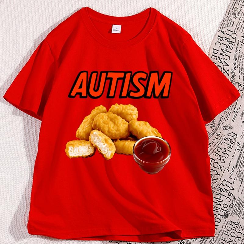 

Funny Autism Chicken T Shirt I Love Nuggets TShirt Casual Cotton Short Sleeve Round Neck Tee Shirt Streetwear Mens Clothing S