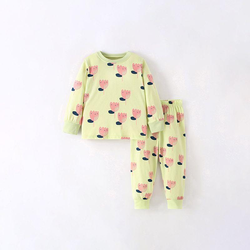 

Girls Home Wear Long-Sleeve Suit Fall and Winter New Arrival Kids Pure Cotton Print Western Style Little Girl s Clothing Two-piece Set 9752 130cm