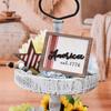 Patriotic Tiered Tray Decor Delicate Engraving Craft Solid Wood Farmhouse Patriotic Tray Decor for Home Table