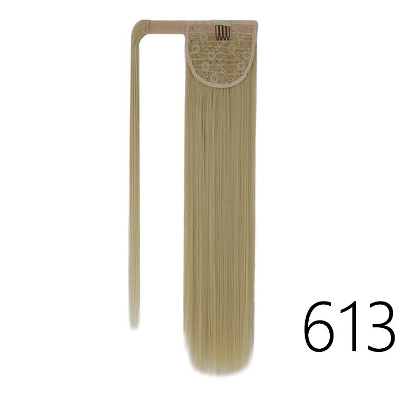 MERISIHAIR Women Long Straight Ponytail Wig Black Brown Synthetic High Temperature Fiber Ponytail Hair Extensions Daily Use