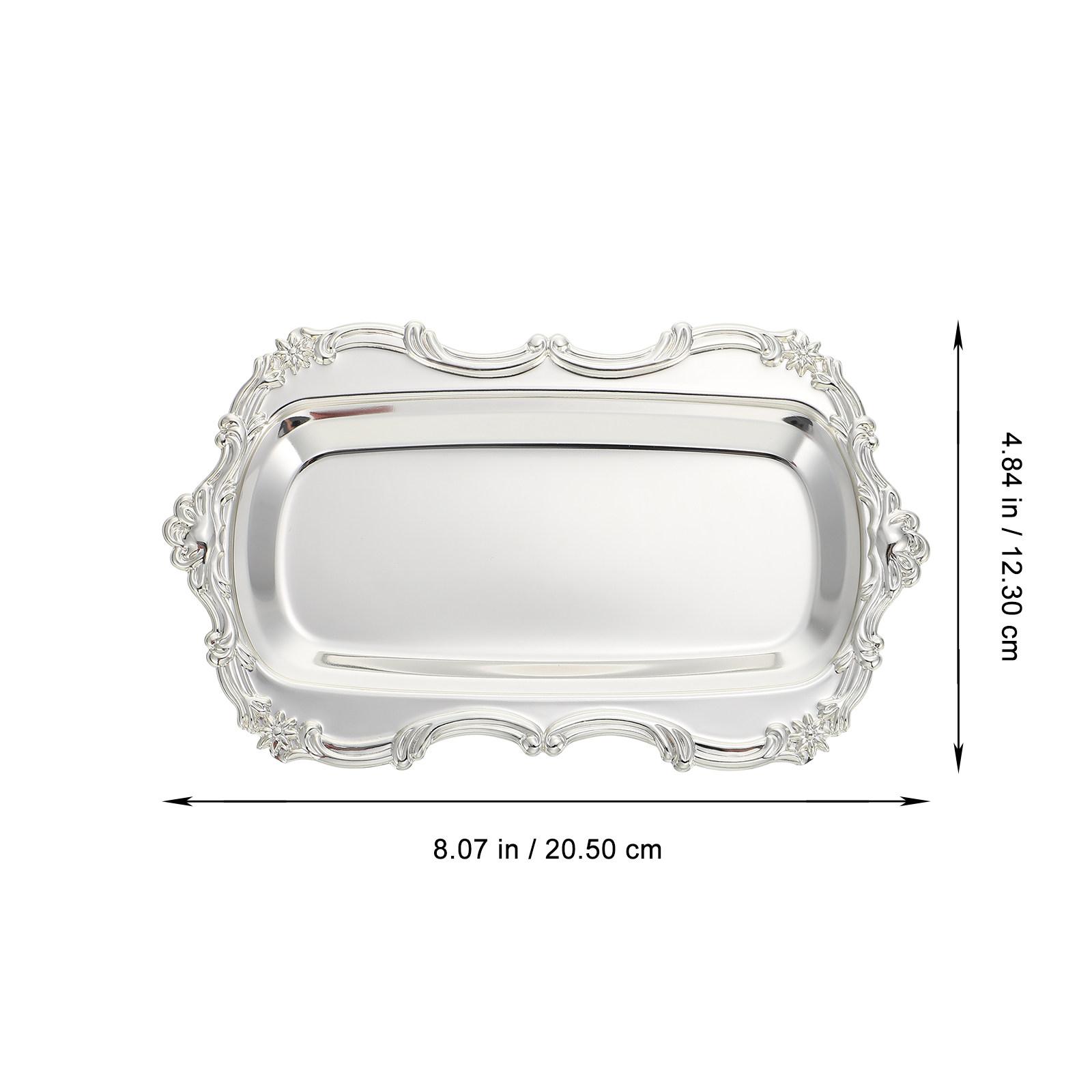 

Dessert Serving Tray Food Grade Iron Appetizer Plate Smooth Edge Table Napkin Dish Baking Cupcake Fruit Presentation Tray серебряный