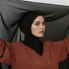 Ramadan Instant Hijab Set Long Neck Cap With Chiffon Scarf Solid Bonnet Hat And Scarf Combo Muslim Woman Hijab Shawl Wrap Turban