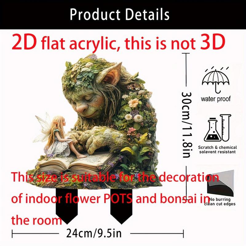 Beautiful Fairy and Old Elf, Garden Stake, Indoor and Outdoor, Acrylic, Decorative, Waterproof, Wear-resistant, Floor Mounted Pendant