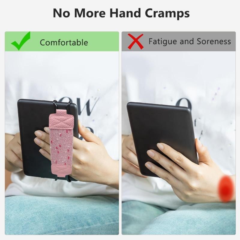 Ergonomic PU Hand Strap For 6-8inch Tablets Secure AntiSlip Finger Grip Holder Reading Accessory
