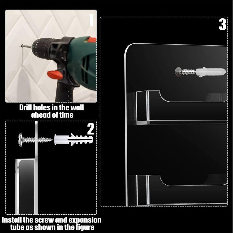 C-Praktischer Wandmontage Acryl Visitenkartenhalter Klarer Aufkleber Aufsteller Mehrere Kartenhalter Klarer Acryl Organizer