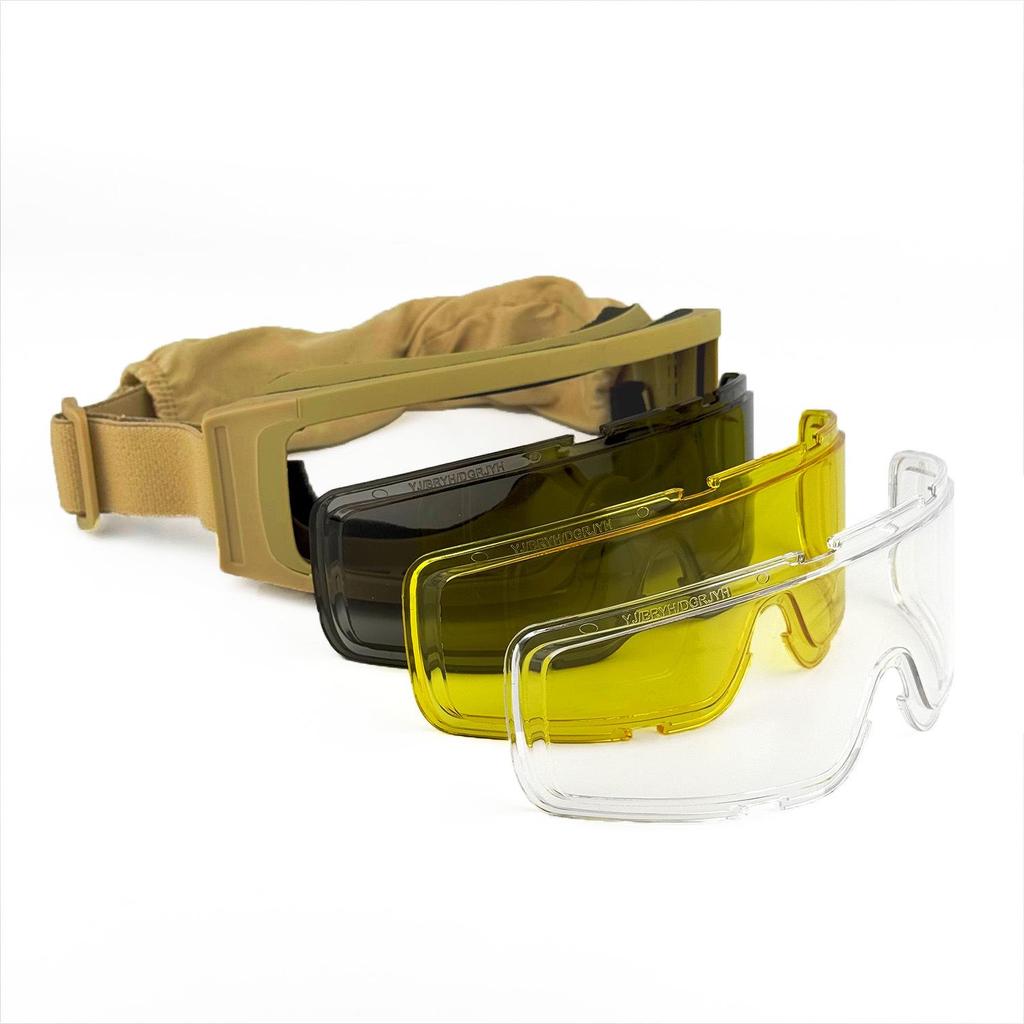 Yellow Tactical Windproof Outdoor Goggles Set - Locust Style for Sand and Wilderness