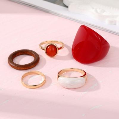 Creative Resin Geometric Rings Exaggerated Red Finger Rings Rings for Women