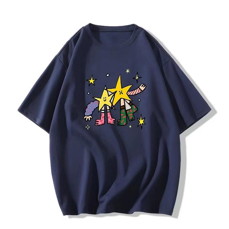 2025 Women's Loose-Fit Black Short Sleeve T-shirt – Pure Cotton, Trendy American Niche Design