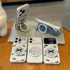 Ins Polka Dot Bow Rotating Bracket Is Suitable for Apple 17Pro Mobile Phone Case IP16/15/14 Electroplating 13 Women 12