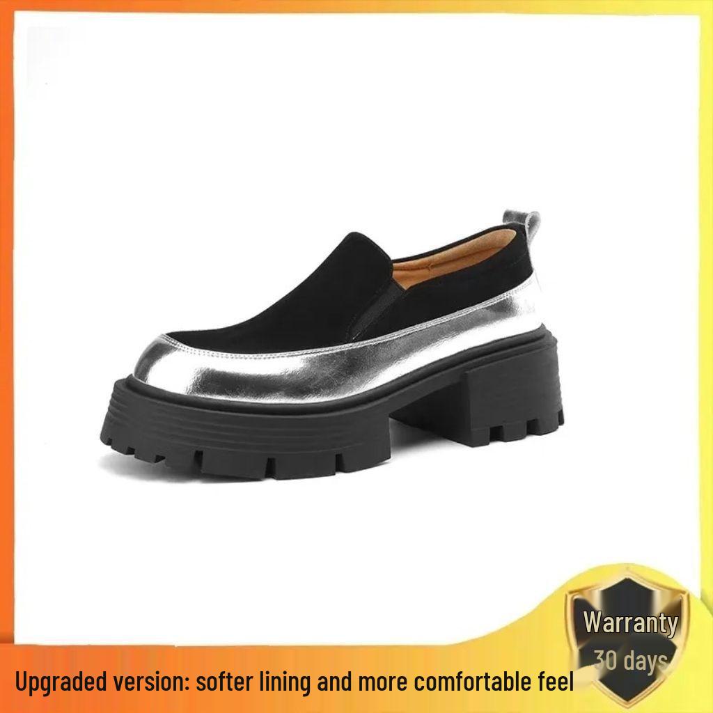 

Женские лоферы на платформе Весна/Лето 2025: Новые сандалии на массивном каблуке с вырезами, повседневная кожаная обувь и туфли-лодочки - Горячий стиль. Size 38